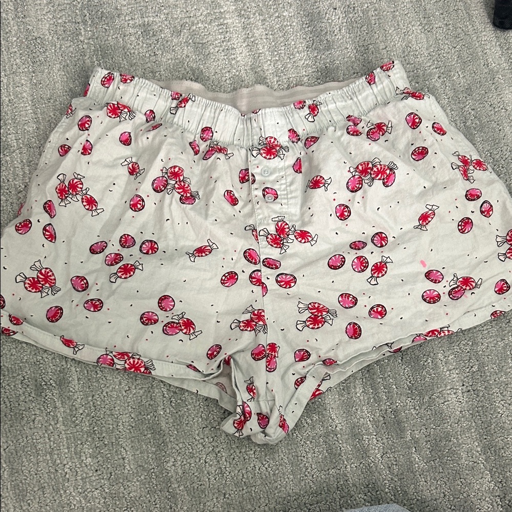 Colsie Cream Lounge Shorts with Pink Candy Print